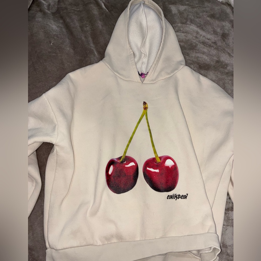 White edikted cherry Hoodie
